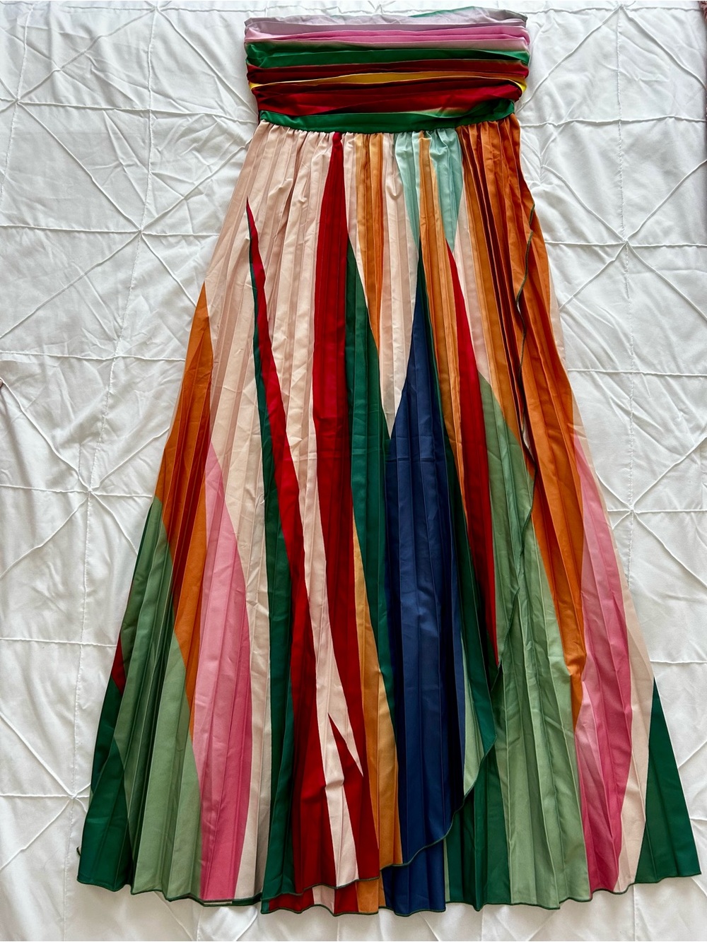 Multicolor Pleated Maxi Dress - Vibrant Stripe Design - Picture 1 of 8